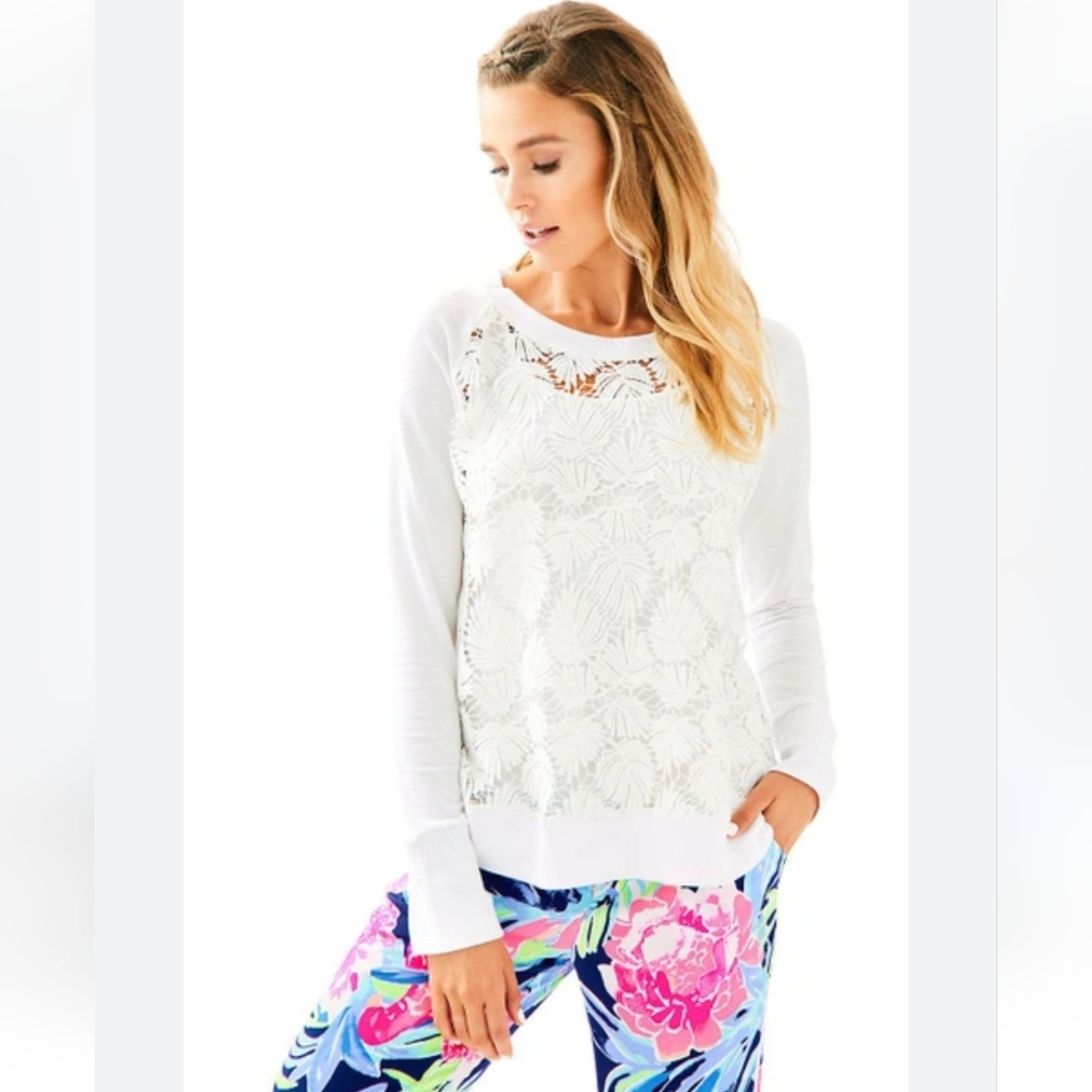 Lilly Pulitzer Citron Pullover In Resort White Small